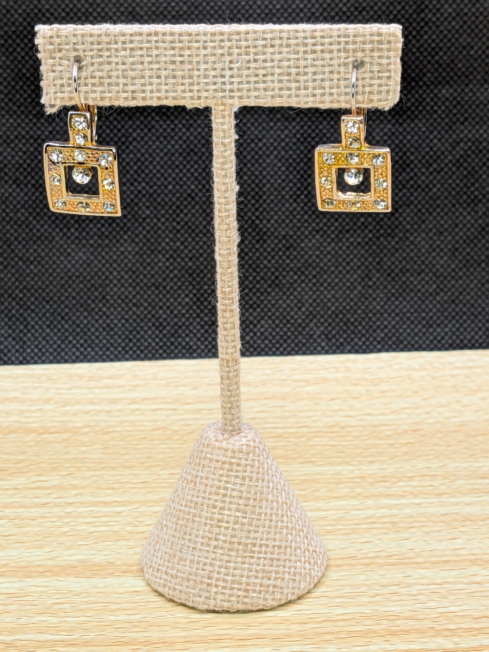 5/$25 Gold Square Crystal Drop Earrings